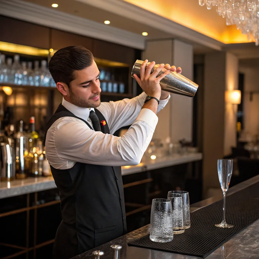 Bartender shaking a cocktail